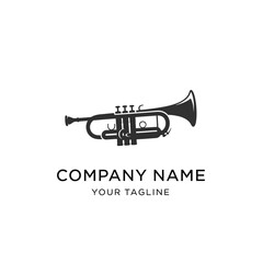 Naklejka premium A black silhouette of a trumpet with the words 
