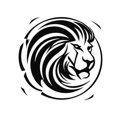 Tribal Lion Head Circle Tattoo Design Vector
