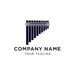Logo of a pan flute, musical instrument, company name and tagline.