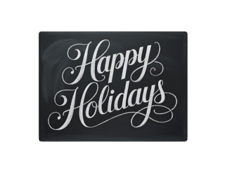 Happy holidays chalkboard sign isolated on transparent background