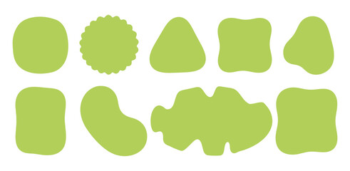 Abstract organic blob shapes bundle. Fluid wavy round forms and soft liquid doodle elements. Modern oval background vector illustration