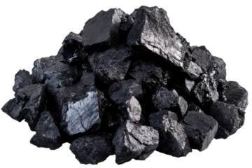 Black coal pile showcasing rich texture and various sizes in natural light, demonstrating its importance as an energy source and raw material in industries
