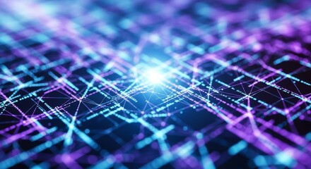 Abstract digital network with glowing lines creating a complex web