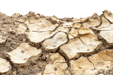 Close up of cracked dry earth revealing the effects of drought on soil health in a parched landscape