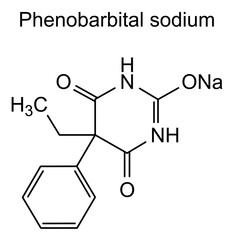 Phenobarbital sodium, chemical structure of phenobarbital sodium, drug substance