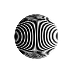 Vertically striped 3D sphere design representing symmetry, structure, and visual energy through minimal geometry