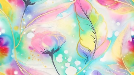 Abstract Floral Feather Texture Background 8K Seamless Pastel Swirls