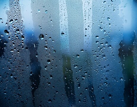 close up of water drops texture from rain on a window