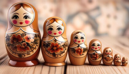 close up of traditional russian matryoshka dolls