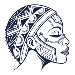 African woman with tribal face paint