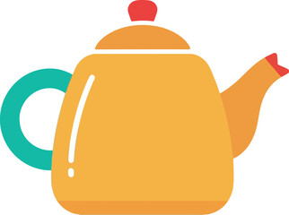 Bright yellow teapot modern kitchenware icon
