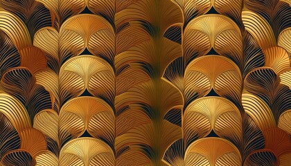 seamless pattern with golden japanese wave motif elegant asian design endless decorative textile wallpaper traditional abstract repetition ocean inspired curve geometry stylish background