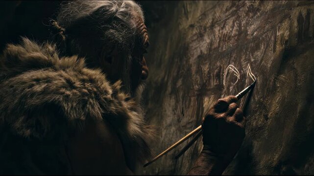 caveman painting on the wall