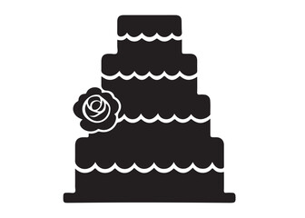 wedding cakes logo silhouette vector, anniversary cake silhouette vector illustration, birthday cake vector silhouette logo, romantic wedding cake logo silhouettes vector on white background