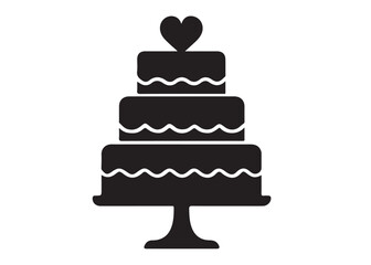 wedding cakes logo silhouette vector, anniversary cake silhouette vector illustration, birthday cake vector silhouette logo, romantic wedding cake logo silhouettes vector on white background