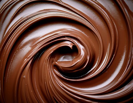 close up of a rich swirled chocolate frosting or ganache texture