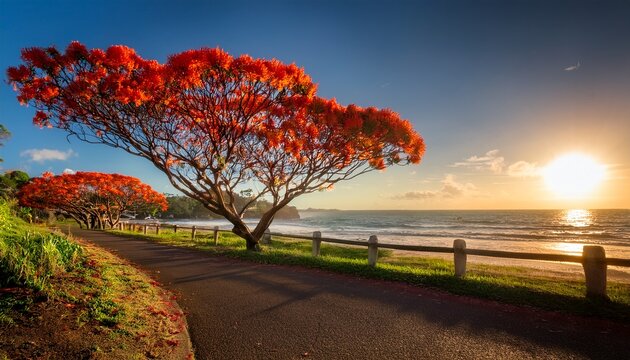 the australian brachychiton acerifolius commonly known as the illawarra flame tree