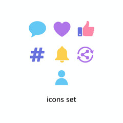 Obraz premium Modern Flat Design Social Media Communication and Connection Icon Set Template
