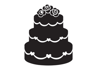 wedding cakes logo silhouette vector, anniversary cake silhouette vector illustration, birthday cake vector silhouette logo, romantic wedding cake logo silhouettes vector on white background