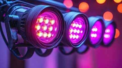 Dynamic stage lighting with vibrant pink hues creates an electrifying atmosphere, perfect for concerts, clubs, or immersive entertainment experiences now