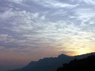 Sunset on the coast of the Black Sea in the Crimea Peninsula, Ukraine