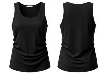 Elegant black tank top versatile sleeveless apparel front and back view transparent background