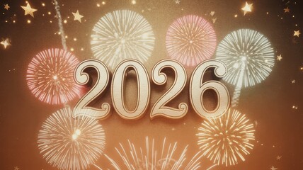 A festive and celebratory image featuring the year 2026 prominently displayed amidst a backdrop of colorful fireworks and sparkling lights, evoking a sense of new beginnings and joyous occasions.