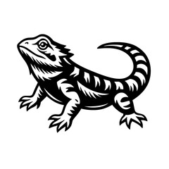 Bearded dragon lizard black and white vector illustration

 

 
