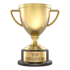 Top Investor, gold trophy cup. 3D rendering