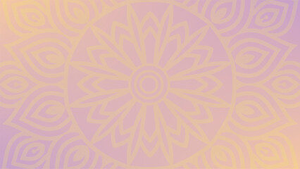 Round mandala on colorfull gradient background. Translucent mesh pattern in the form of a mandala. Mandala with floral patterns. Pastel Yoga template. Gradient background with round mandala