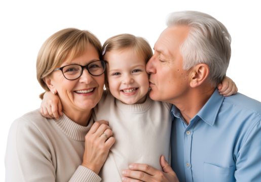 Grandparents with Granddaughter – Heartwarming, Loving Moment Across Generations

