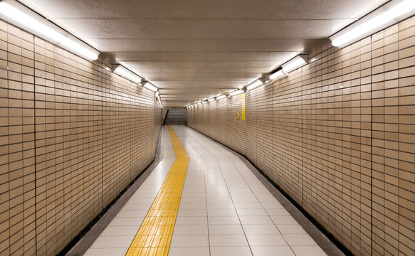 An empty subway hallway. Ideal for background
