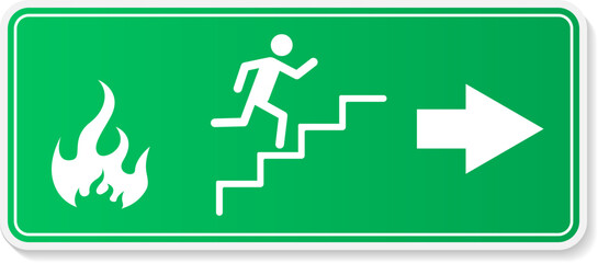 Emergency exit green warning sign