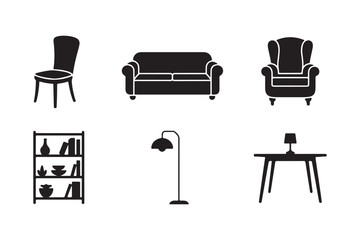 Collection of black silhouette furniture and decor items