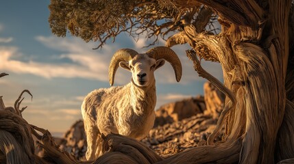 The ram caught in the thicket on Mount Moriah, symbol of God’s divine provision and Abraham’s faith at the moment of sacrifice.