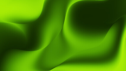Green Abstract Fluid Background, Smooth Gradient Waves and Silky Flowing Texture in Fresh Modern Style