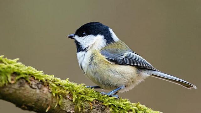 close-up of a chickadee bird on a branch tree video