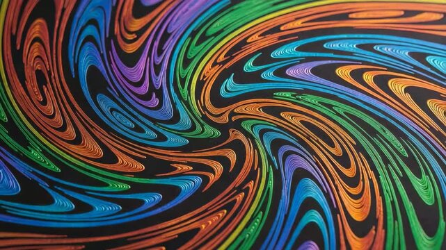 Dynamic rainbow oil slick psychedelic warp background moving lines pattern footage clip