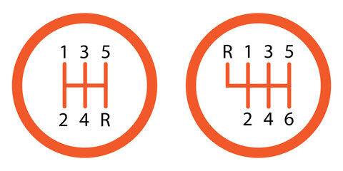 Gear shifter. Icon of car transmission. Manual box of shifter. Symbol of gearbox for stick of auto.