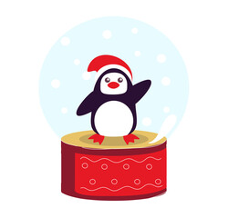 Decorative penguin inside globe celebrating Christmas season
