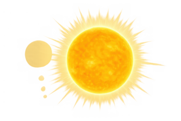 Sun thinking idea with speech bubble, representing new thoughts, creativity, bright future concept