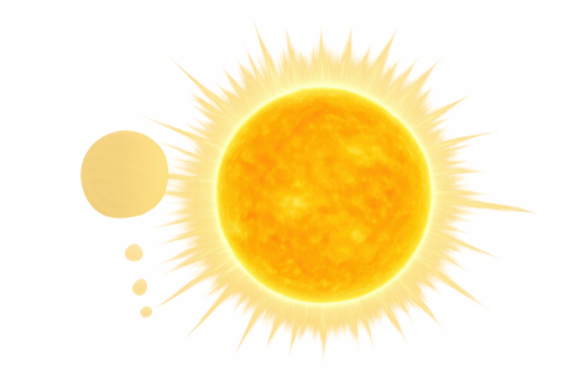 Sun thinking idea with speech bubble, representing new thoughts, creativity, bright future concept