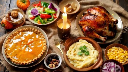 Festive Thanksgiving Feast: A Golden-Hued Culinary Celebration