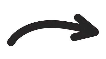 A black curved arrow pointing to the right, isolated on white background