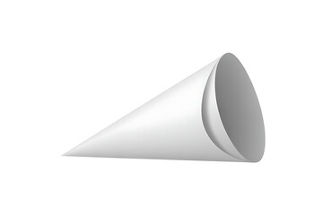 A simple white paper cone, isolated on white background, suitable for various design applications