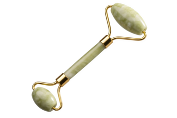 Green jade facial roller isolated on transparent background