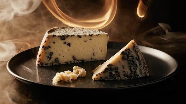 Artisanal cheese platter with truffle accents