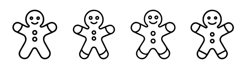 Gingerbread man outline drawing christmas holiday cookie vector illustration clip art design element