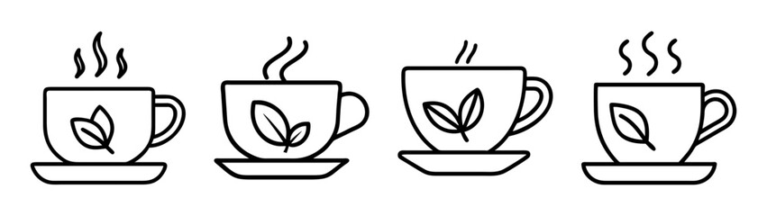 Four cups of herbal tea illustration vector graphic design for tea lovers and healthy lifestyle art