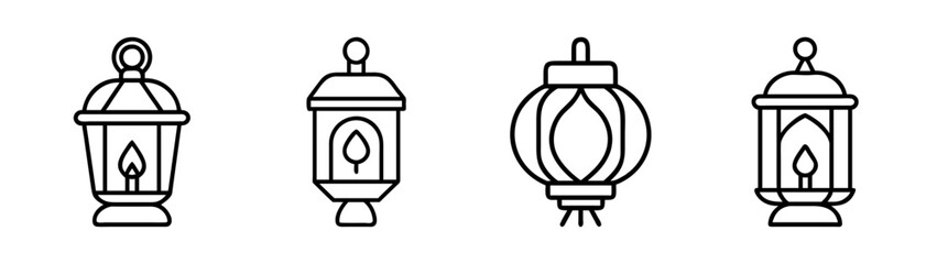Collection of decorative ramadan lanterns vector illustration oriental arabic lamps drawing set design
